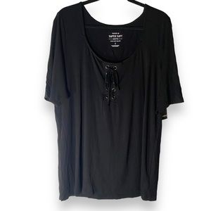 Torrid Black Soft Lace Up Tee
